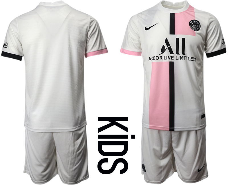 Youth 2021-2022 Club Paris St German away white blank Soccer Jersey